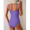 imageB2prity One Piece Swimsuit for Women Tummy Control Ruched Bathing Suit V Neck Push Up Swim SuitPurple