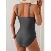 imageB2prity One Piece Swimsuit for Women Tummy Control Ruched Bathing Suit V Neck Push Up Swim SuitShinegray