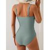imageB2prity One Piece Swimsuit for Women Tummy Control Ruched Bathing Suit V Neck Push Up Swim SuitShinelight Green