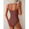 imageB2prity One Piece Swimsuit for Women Tummy Control Ruched Bathing Suit V Neck Push Up Swim SuitWine Red