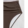imageB2prity One Piece Swimsuit for Women Tummy Control V Neck Bathing Suit Color Block High Waisted Cutout SwimwearBrown