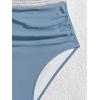 imageB2prity One Piece Swimsuit for Women Tummy Control V Neck Bathing Suit Color Block High Waisted Cutout SwimwearGray Blue