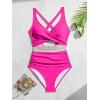 imageB2prity One Piece Swimsuit for Women Tummy Control V Neck Bathing Suit Color Block High Waisted Cutout SwimwearHot Pink