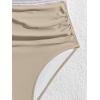 imageB2prity One Piece Swimsuit for Women Tummy Control V Neck Bathing Suit Color Block High Waisted Cutout SwimwearLight Brown