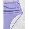 imageB2prity One Piece Swimsuit for Women Tummy Control V Neck Bathing Suit Color Block High Waisted Cutout SwimwearPurple