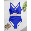 imageB2prity One Piece Swimsuit for Women Tummy Control V Neck Bathing Suit Color Block High Waisted Cutout SwimwearRoyal Blue