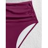 imageB2prity One Piece Swimsuit for Women Tummy Control V Neck Bathing Suit Color Block High Waisted Cutout SwimwearWine Red