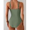 imageB2prity One Piece Swimsuit for Women Tummy Control V Neck Bathing Suit Ruched Slimming Swim Suit Push Up SwimwearArmy Green