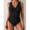 imageB2prity One Piece Swimsuit for Women Tummy Control V Neck Bathing Suit Ruched Slimming Swim Suit Push Up SwimwearBlack
