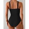 imageB2prity One Piece Swimsuit for Women Tummy Control V Neck Bathing Suit Ruched Slimming Swim Suit Push Up SwimwearBlack