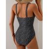 imageB2prity One Piece Swimsuit for Women Tummy Control V Neck Bathing Suit Ruched Slimming Swim Suit Push Up SwimwearBlack and White Spots