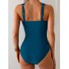 imageB2prity One Piece Swimsuit for Women Tummy Control V Neck Bathing Suit Ruched Slimming Swim Suit Push Up SwimwearBlue