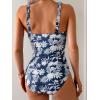 imageB2prity One Piece Swimsuit for Women Tummy Control V Neck Bathing Suit Ruched Slimming Swim Suit Push Up SwimwearBlue Floral Print