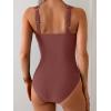 imageB2prity One Piece Swimsuit for Women Tummy Control V Neck Bathing Suit Ruched Slimming Swim Suit Push Up SwimwearBrown