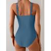 imageB2prity One Piece Swimsuit for Women Tummy Control V Neck Bathing Suit Ruched Slimming Swim Suit Push Up SwimwearGrey Blue