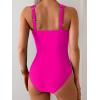 imageB2prity One Piece Swimsuit for Women Tummy Control V Neck Bathing Suit Ruched Slimming Swim Suit Push Up SwimwearHot Pink