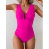 imageB2prity One Piece Swimsuit for Women Tummy Control V Neck Bathing Suit Ruched Slimming Swim Suit Push Up SwimwearHot Pink