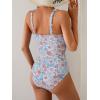 imageB2prity One Piece Swimsuit for Women Tummy Control V Neck Bathing Suit Ruched Slimming Swim Suit Push Up SwimwearOrange Floral