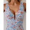 imageB2prity One Piece Swimsuit for Women Tummy Control V Neck Bathing Suit Ruched Slimming Swim Suit Push Up SwimwearOrange Floral