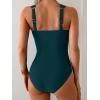 imageB2prity One Piece Swimsuit for Women Tummy Control V Neck Bathing Suit Ruched Slimming Swim Suit Push Up SwimwearPeacock Green