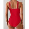 imageB2prity One Piece Swimsuit for Women Tummy Control V Neck Bathing Suit Ruched Slimming Swim Suit Push Up SwimwearRed