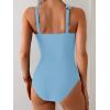 imageB2prity One Piece Swimsuit for Women Tummy Control V Neck Bathing Suit Ruched Slimming Swim Suit Push Up SwimwearSky Blue