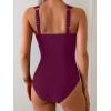 imageB2prity One Piece Swimsuit for Women Tummy Control V Neck Bathing Suit Ruched Slimming Swim Suit Push Up SwimwearWine Red