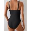 imageB2prity One Piece Swimsuit for Women Tummy Control V Neck Bathing Suit Slimming Ruched Swim Suit Cutout SwimwearBlack