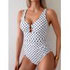 imageB2prity One Piece Swimsuit for Women Tummy Control V Neck Bathing Suit Slimming Ruched Swim Suit Cutout SwimwearBlack White Polka Dot