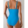 imageB2prity One Piece Swimsuit for Women Tummy Control V Neck Bathing Suit Slimming Ruched Swim Suit Cutout SwimwearBlue