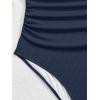 imageB2prity One Piece Swimsuit for Women Tummy Control V Neck Bathing Suit Slimming Ruched Swim Suit Cutout SwimwearDark Blue Ribbed