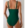 imageB2prity One Piece Swimsuit for Women Tummy Control V Neck Bathing Suit Slimming Ruched Swim Suit Cutout SwimwearGreen