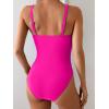 imageB2prity One Piece Swimsuit for Women Tummy Control V Neck Bathing Suit Slimming Ruched Swim Suit Cutout SwimwearHot Pink