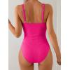 imageB2prity One Piece Swimsuit for Women Tummy Control V Neck Bathing Suit Slimming Ruched Swim Suit Cutout SwimwearHot Pink Ribbed