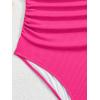 imageB2prity One Piece Swimsuit for Women Tummy Control V Neck Bathing Suit Slimming Ruched Swim Suit Cutout SwimwearHot Pink Ribbed