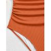 imageB2prity One Piece Swimsuit for Women Tummy Control V Neck Bathing Suit Slimming Ruched Swim Suit Cutout SwimwearOrange Ribbed
