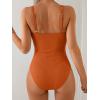 imageB2prity One Piece Swimsuit for Women Tummy Control V Neck Bathing Suit Slimming Ruched Swim Suit Cutout SwimwearOrange Ribbed