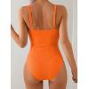 imageB2prity One Piece Swimsuit for Women Tummy Control V Neck Bathing Suit Slimming Ruched Swim Suit Cutout SwimwearRibbedneon Orange