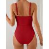 imageB2prity One Piece Swimsuit for Women Tummy Control V Neck Bathing Suit Slimming Ruched Swim Suit Cutout SwimwearRibbedred