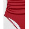 imageB2prity One Piece Swimsuit for Women Tummy Control V Neck Bathing Suit Slimming Ruched Swim Suit Cutout SwimwearRibbedred