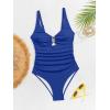 imageB2prity One Piece Swimsuit for Women Tummy Control V Neck Bathing Suit Slimming Ruched Swim Suit Cutout SwimwearRibbedroyal Blue