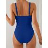 imageB2prity One Piece Swimsuit for Women Tummy Control V Neck Bathing Suit Slimming Ruched Swim Suit Cutout SwimwearRibbedroyal Blue