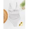 imageB2prity One Piece Swimsuit for Women Tummy Control V Neck Bathing Suit Slimming Ruched Swim Suit Cutout SwimwearRibbedwhite