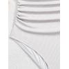 imageB2prity One Piece Swimsuit for Women Tummy Control V Neck Bathing Suit Slimming Ruched Swim Suit Cutout SwimwearRibbedwhite