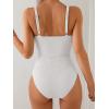 imageB2prity One Piece Swimsuit for Women Tummy Control V Neck Bathing Suit Slimming Ruched Swim Suit Cutout SwimwearRibbedwhite