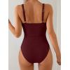 imageB2prity One Piece Swimsuit for Women Tummy Control V Neck Bathing Suit Slimming Ruched Swim Suit Cutout SwimwearRibbedwine Red