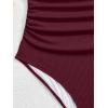 imageB2prity One Piece Swimsuit for Women Tummy Control V Neck Bathing Suit Slimming Ruched Swim Suit Cutout SwimwearRibbedwine Red