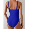 imageB2prity One Piece Swimsuit for Women Tummy Control V Neck Bathing Suit Slimming Ruched Swim Suit Cutout SwimwearRoyal Blue