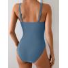imageB2prity One Piece Swimsuit for Women Tummy Control V Neck Bathing Suit Slimming Ruched Swim Suit Cutout SwimwearSky Blue