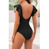 imageB2prity Womens One Piece Swimsuit Ruffle Cutout Bathing Suits Slimming Tummy Control V Neck Wrap SwimwearBlack